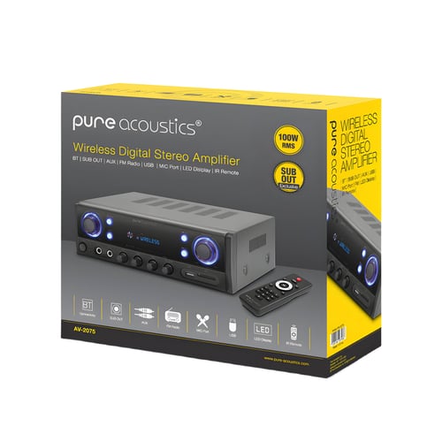 רסיבר קומפקטי 2.0 עוצמתי עם 100 וואט מבית PURE ACOUSTICS