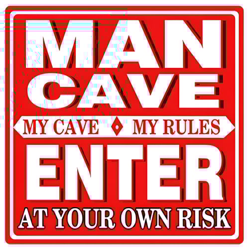 שלט מתכת בלעדי לחדר MAN CAVE