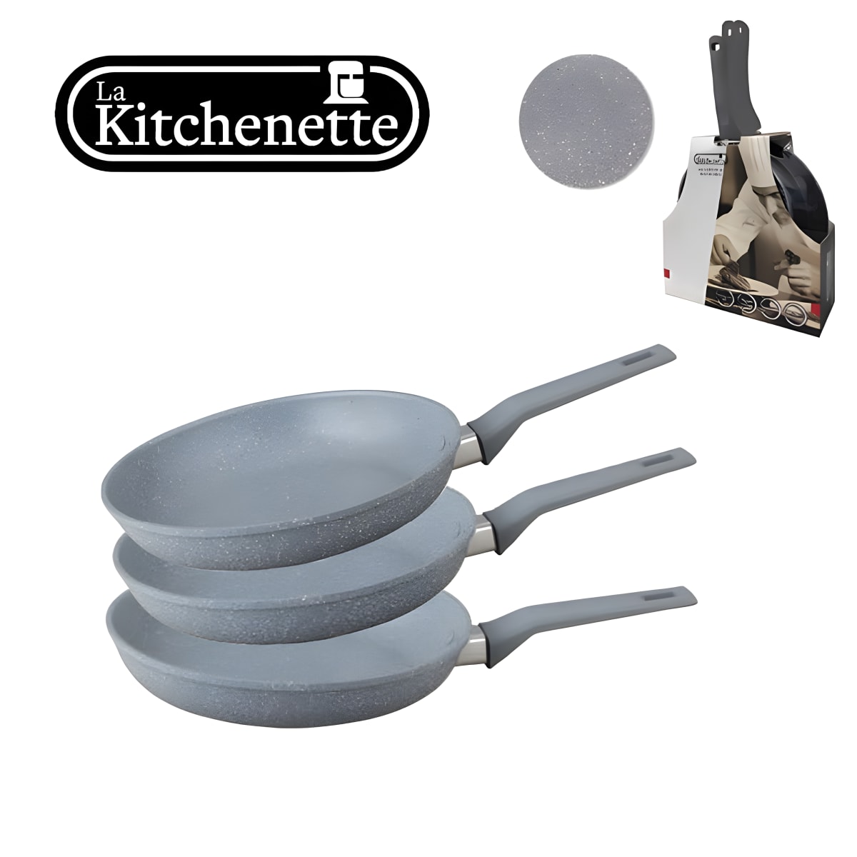 סט מחבתות סושף 3 חלקים אפור - לקיטשן