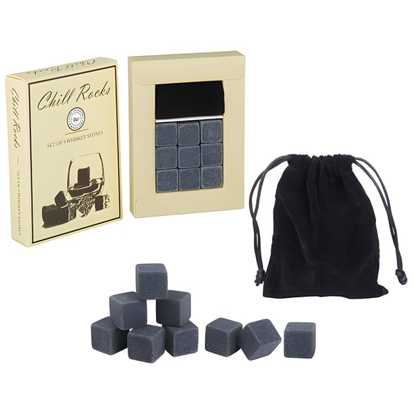Deluxe Whiskey Stones Set with Velvet Pouch