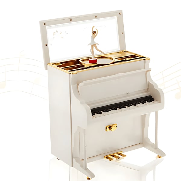 קופסת תכשיטים מוזיקלית בצורת לב עם בלרינה