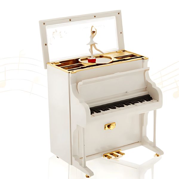 קופסת תכשיטים מוזיקלית בצורת לב עם בלרינה