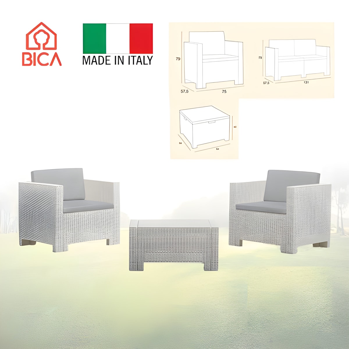 סט ריהוט גן יוקרתי קולורדו לבן תוצרת איטליה