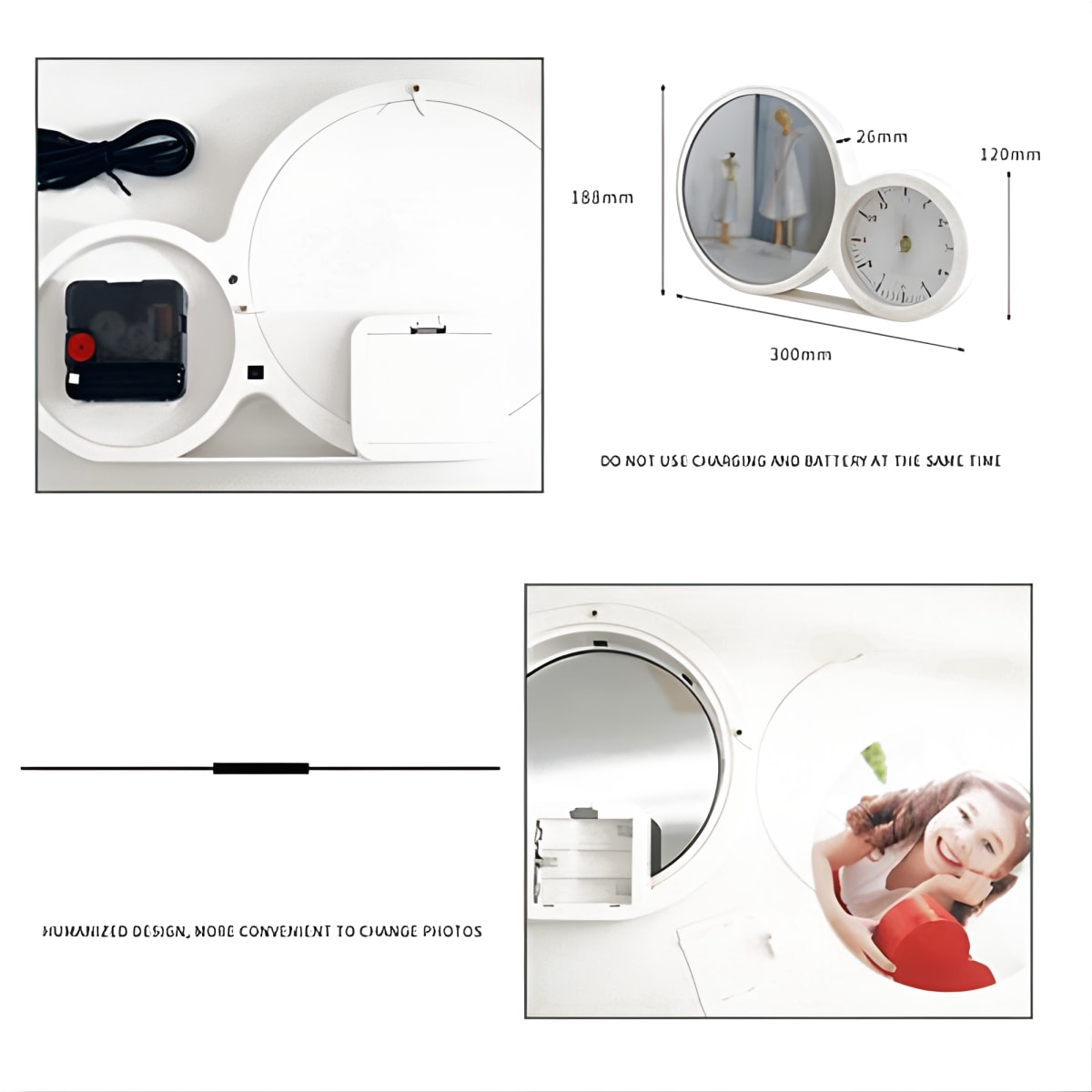 מסגרת מראה עם תאורת LED ושעון דיגיטלי