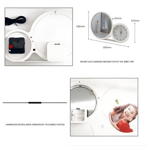 מסגרת מראה עם תאורת LED ושעון דיגיטלי