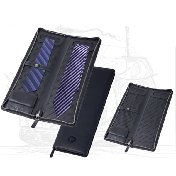 תיק מהודר לנשיאת עניבות וסיכות מעור נאפה שחור מבית גבעוני