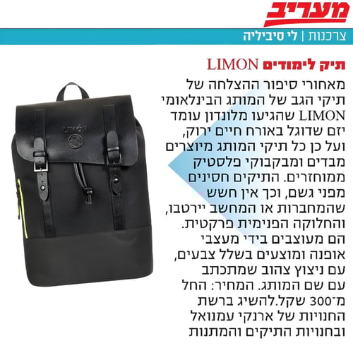 תיק גב למחשב נייד אפור ממוחזר 15.6 אינץ' מבית LIMON
