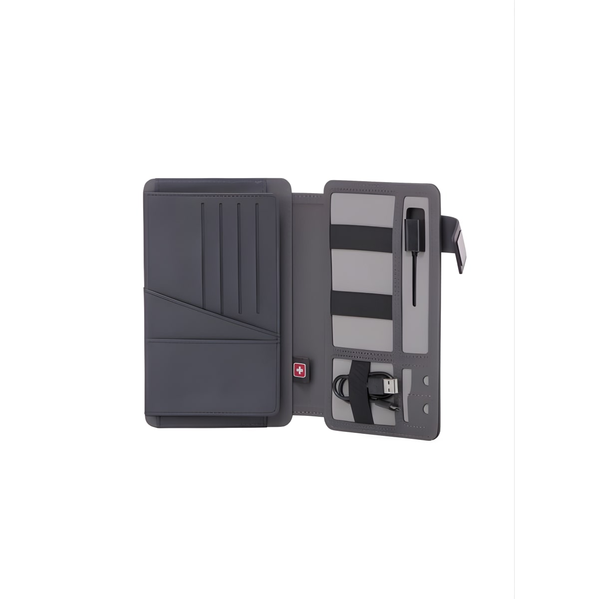 תיק עסקים יוקרתי של SWISS עם נרתיק לדרכון וסוללת גיבוי