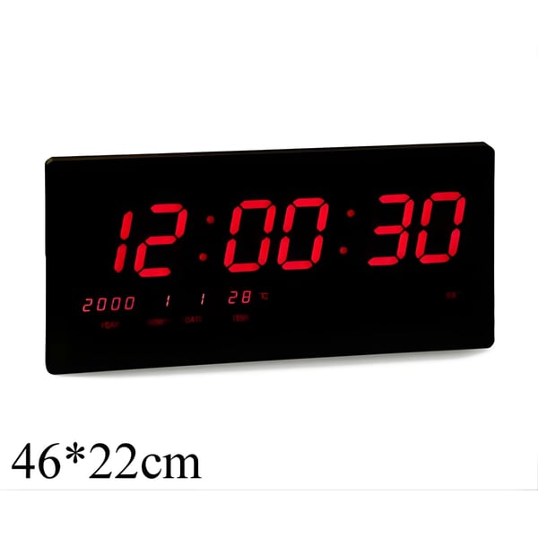 Red Digital Wall Clock with LED Display