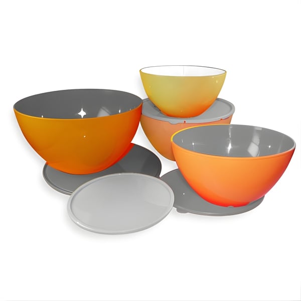Set of 4 Bowls with Lids in Orange and Gray - Premium Corporate Gift