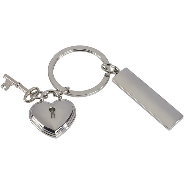 Elegant Heart Lock Keychain with Branding Plate