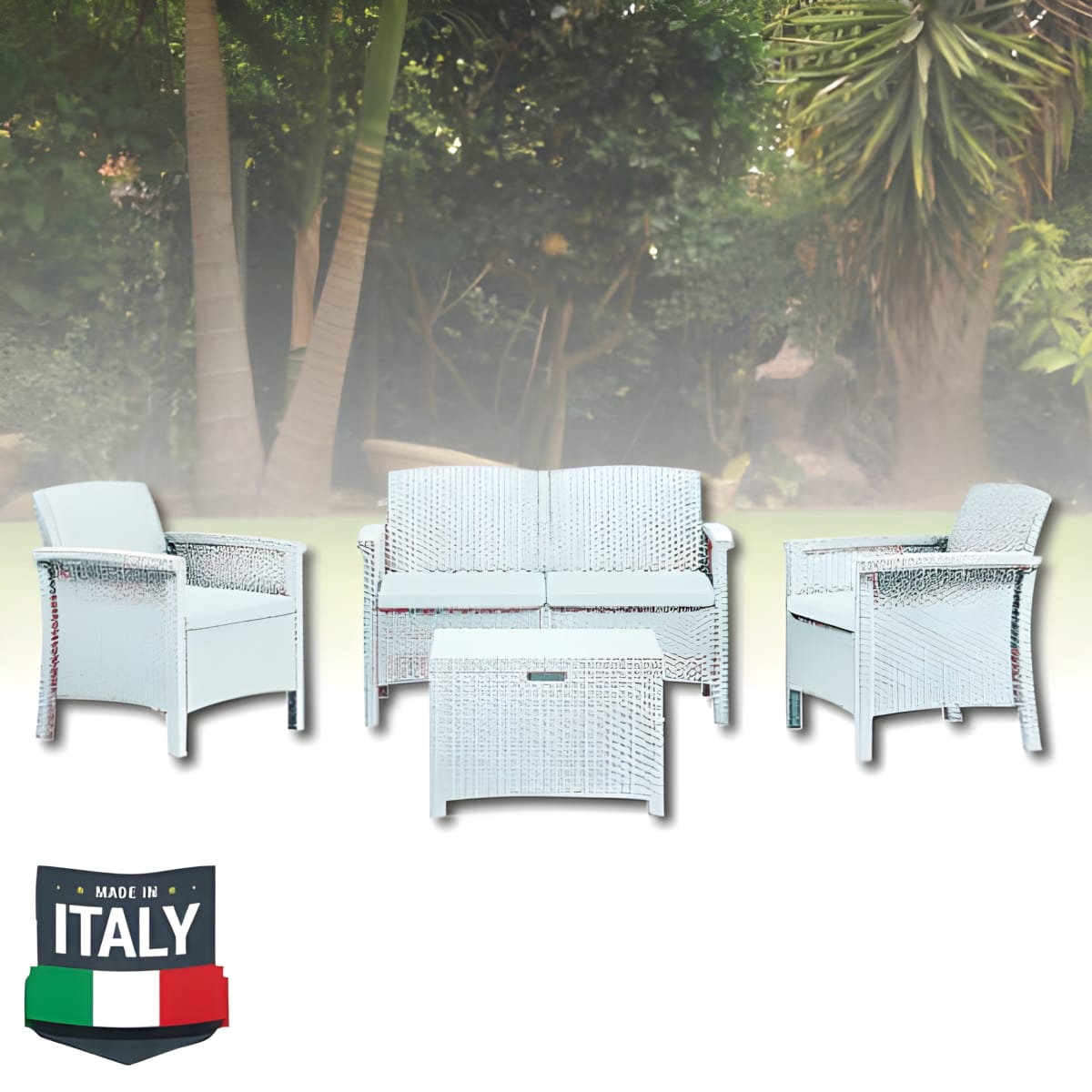 סט ישיבה לגינה ונציה 2+1+1 איטליה בעיצוב עדכני