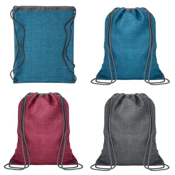 Stylish Drawstring Backpack in 1200D Heathered Polyester