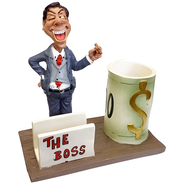 מעמד שולחני יוקרתי 'THE BOSS' עם כוס לעטים ומעמד כרטיסי ביקור