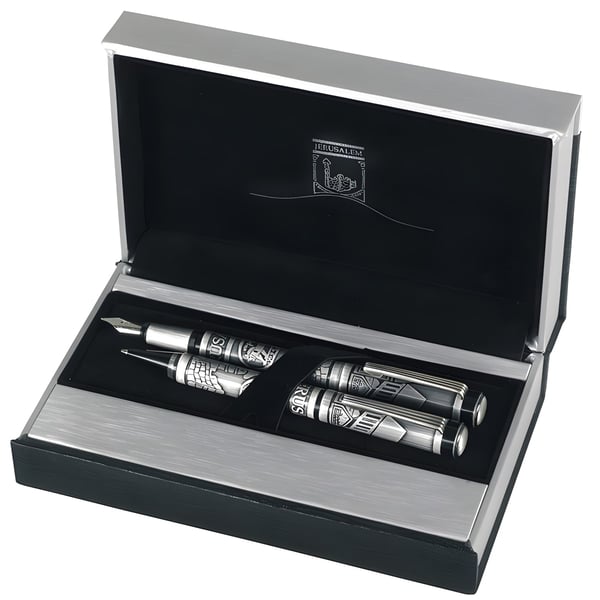 סט עטים יוקרתיים בגימור פיוטר עם עיצוב 'ירושלים'