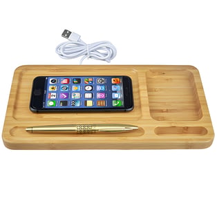 Powerful Wireless Charger with Bamboo Stand Design
