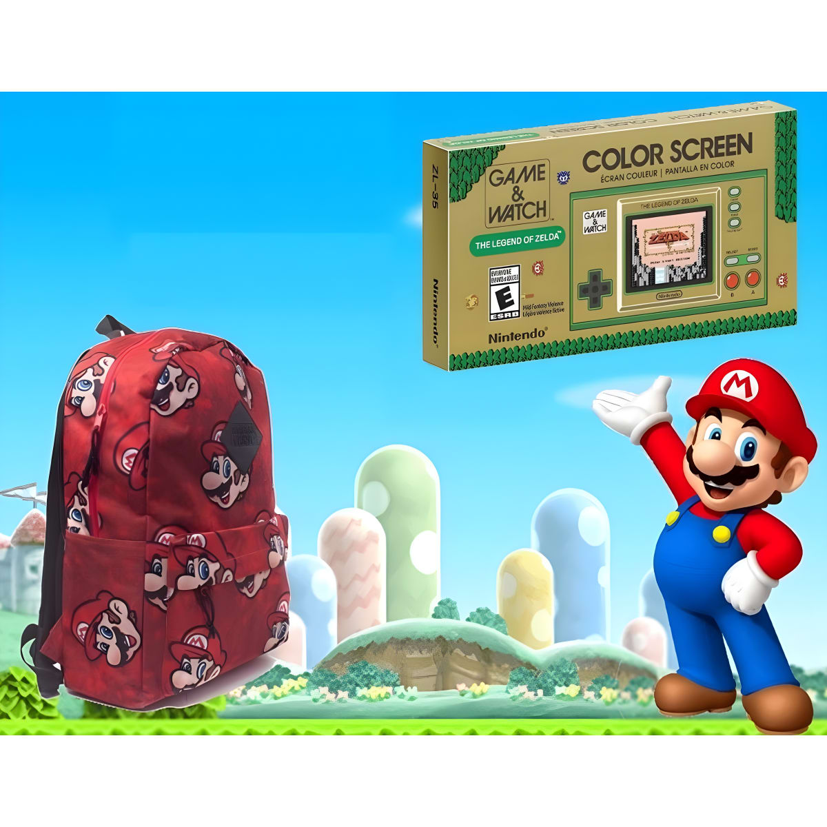 באנדל Nintendo מריו וזלדה: קונסולת רטרו, תיק ובובת מריו