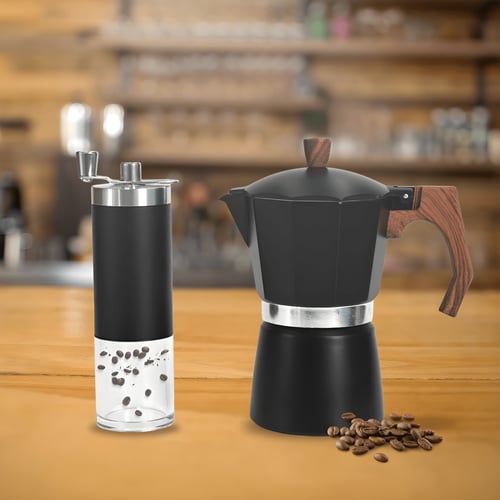 סט קפה יוקרתי עם מקינטה ומטחנה ידנית