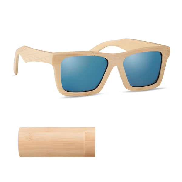 Bamboo Sunglasses with Colorful Mirrored Lenses