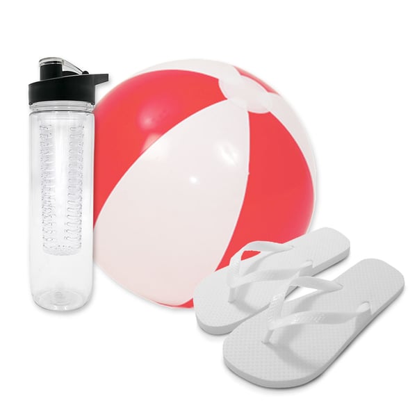 Beach Ball, Flip-Flops, and Quality Water Bottle - Perfect Beach Day!