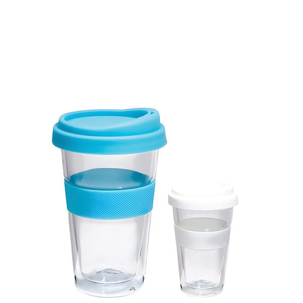 350ml Double-Walled Glass Cup with Silicone Lid