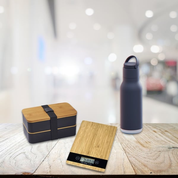 מארז אקולוגי מתקדם לאכילה בחוץ עם קופסת אוכל, משקל דיגיטלי ובקבוק תרמי ASOBU