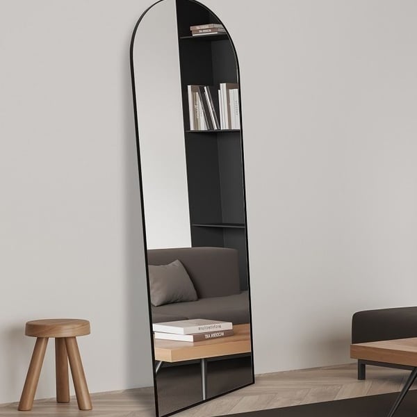 Stylish Full-Length Mirror with Black Aluminum Frame