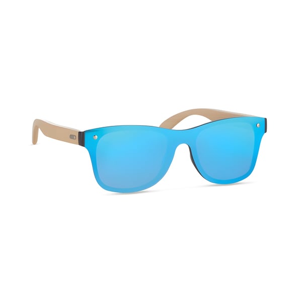 Bamboo Arm Sunglasses with Mirrored Lenses