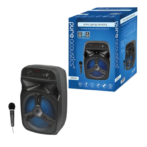 רמקול קריוקי אלחוטי נייד עם אורות לד ודיסקו