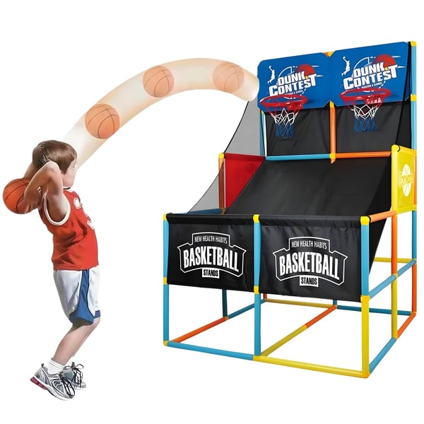 Dual Basketball Game Set with Returning Balls - Family Fun