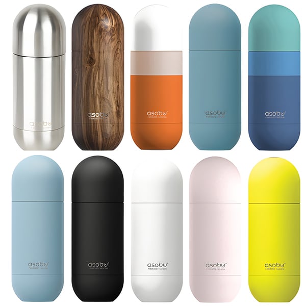 בקבוק תרמי נירוסטה ASOBU קפסולה 420 מ"ל עם מכסה כוס