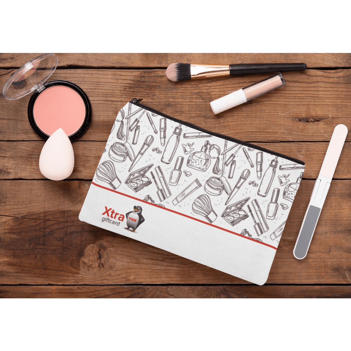 תיק איפור אישי עם הדפס צבעוני מלא - תוספת סגנון ייחודית