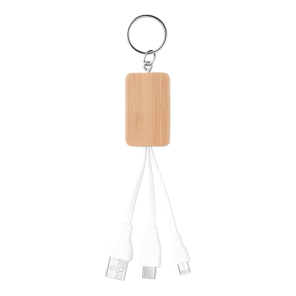 Bamboo Keychain with USB Charging Cable